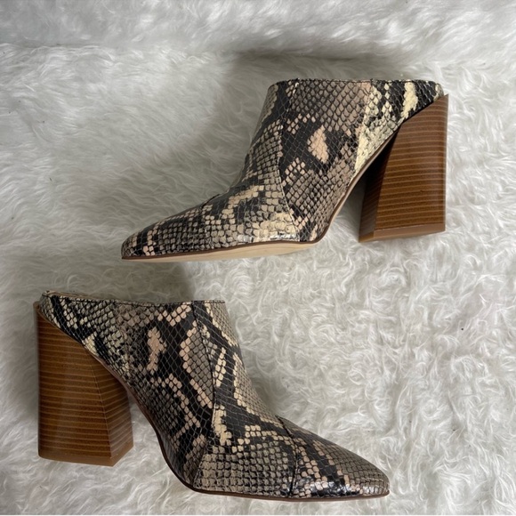 New Sam Edelman Reverie 2 Python Snake Ankle Block Pointed Mules in black 6.5 - Picture 13 of 17